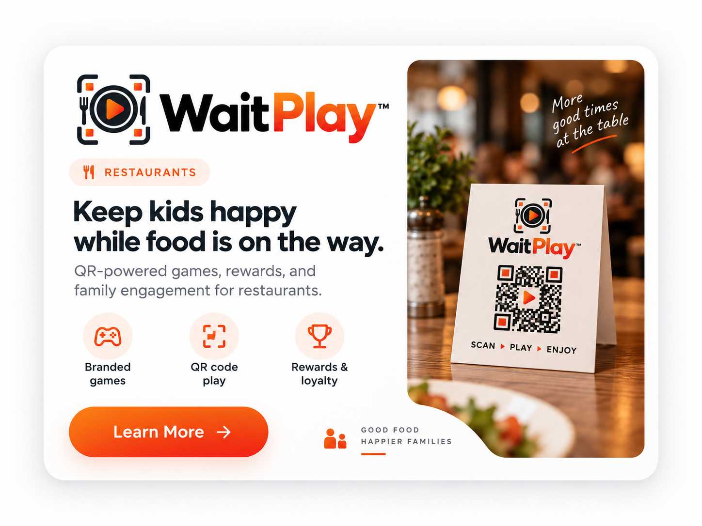WaitPlay™ family engagement solution for Restaurants